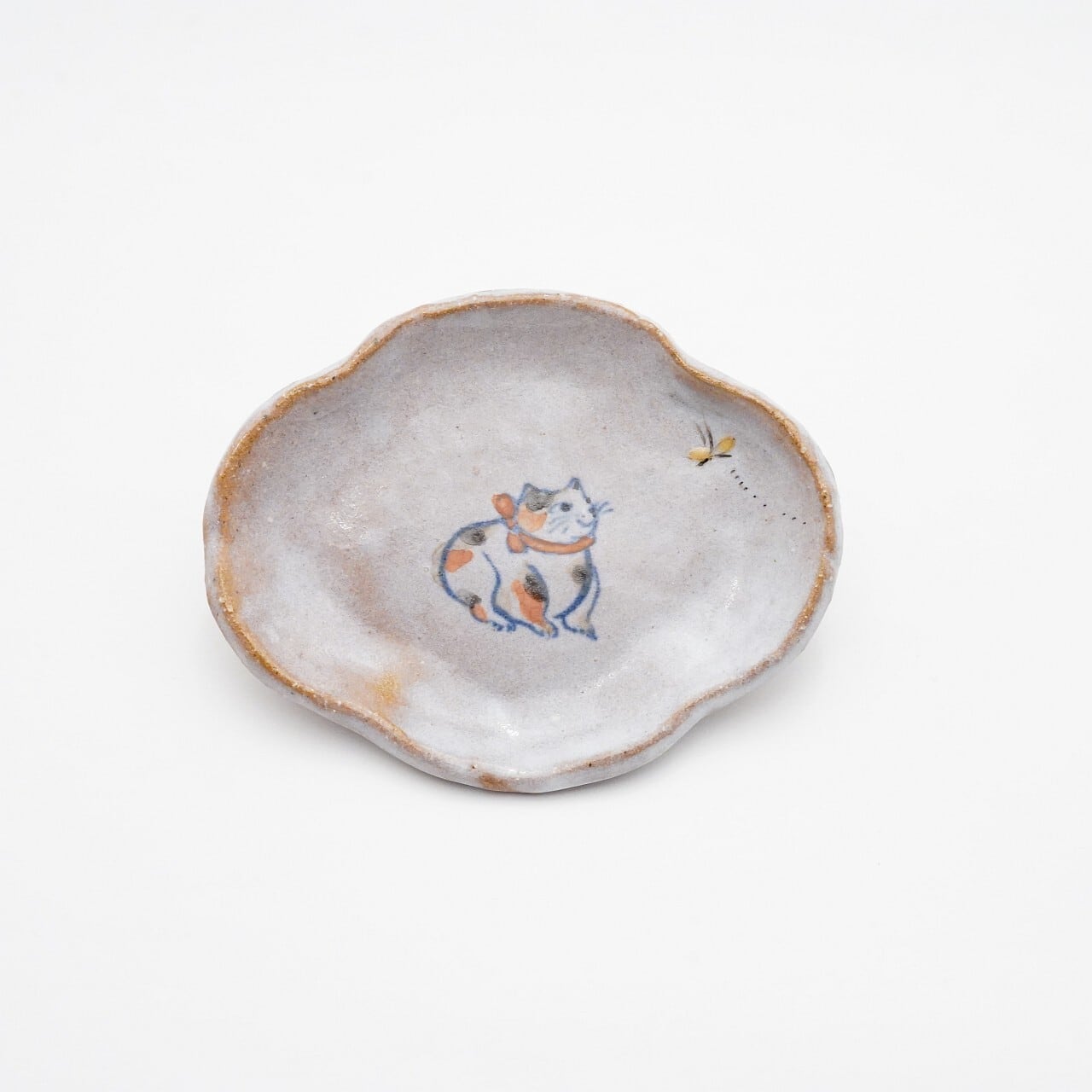 【陶彩工房Canoe】「猫」木瓜型豆皿 34-A