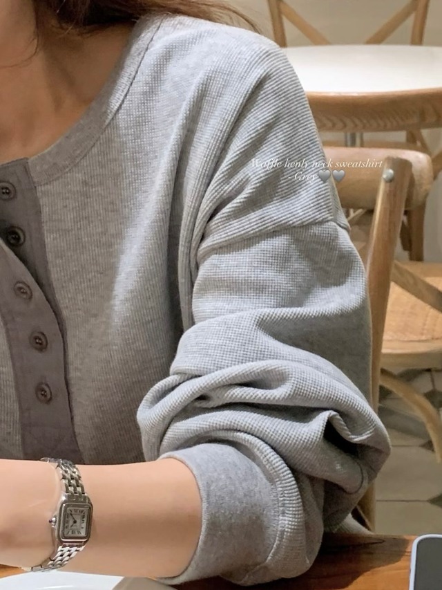 (予約) taffeta / Waffle  henly neck mtm 3color