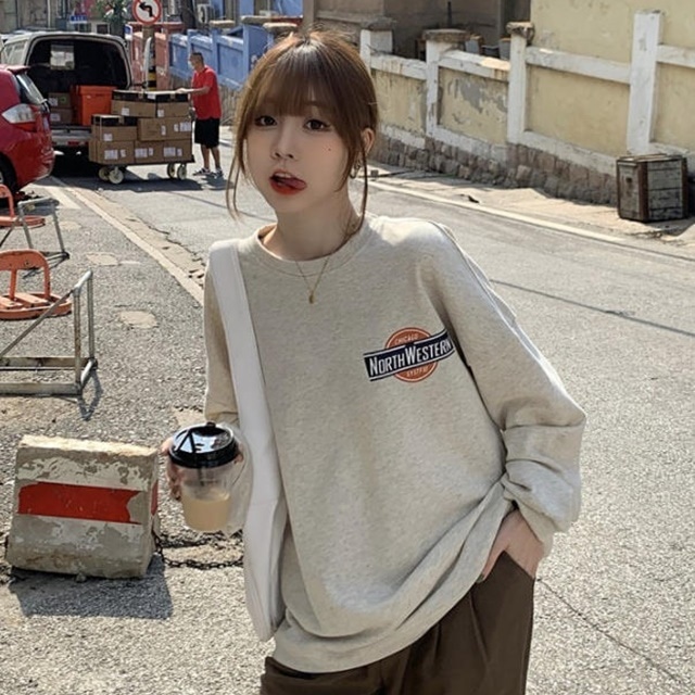 【送料無料】スウェット トレーナー おしゃれ ビッグシルエット 長袖 古着風 カジュアル 大人 カジュアル シンプル レトロ 20代 30代 40代 グレー ネイビー BY-160