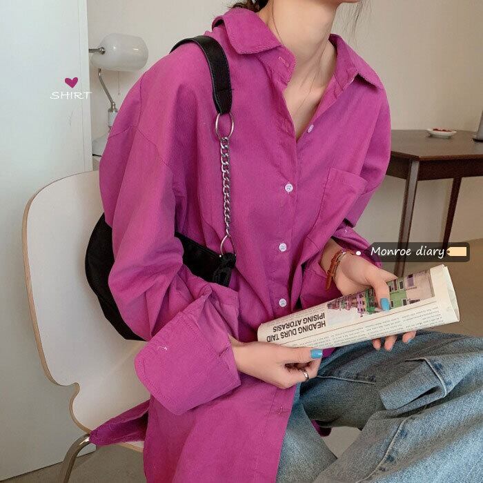 シャツ ジャケット スプリングスタンダードスタイルルーズトップス ロング レトロ 春物 モンロー76491776091
