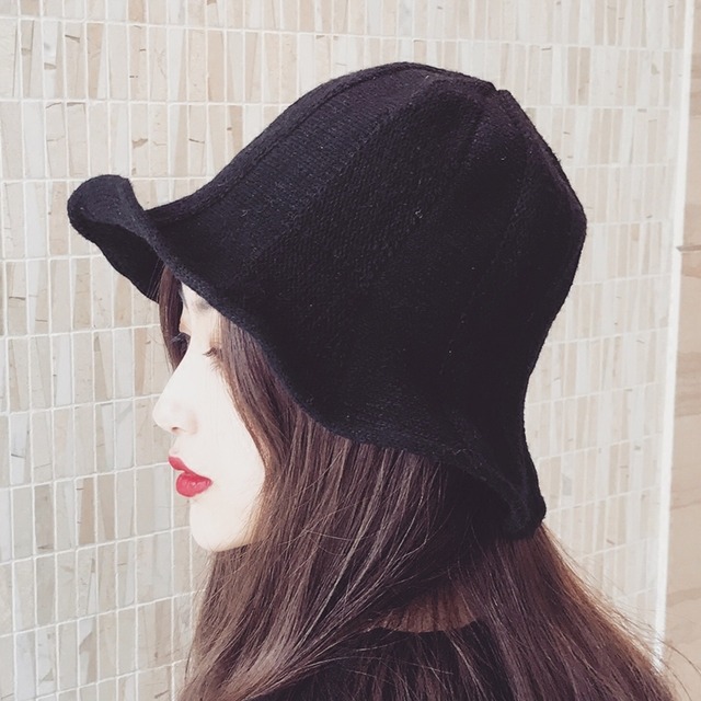 秋冬ニットフィッシャーマンハットレディースカジュアルウォームイーズワイルドウールボウルハットワイルドスモールトップハットバージョン ブラック・アイド・ピーズ70236976730