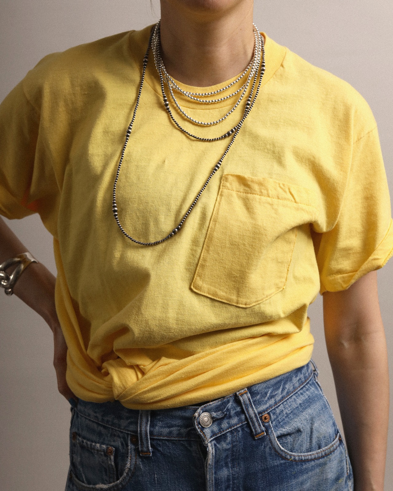 1980's Faded Yellow / Pocket T-Shirt