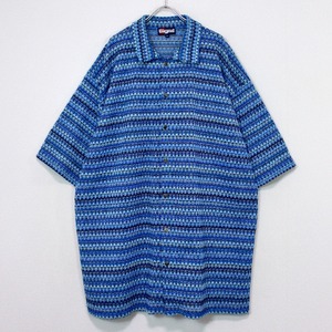 【Caka act2】Beautiful Horizontal Stripe  Loose S/S Mesh Knit Shirt