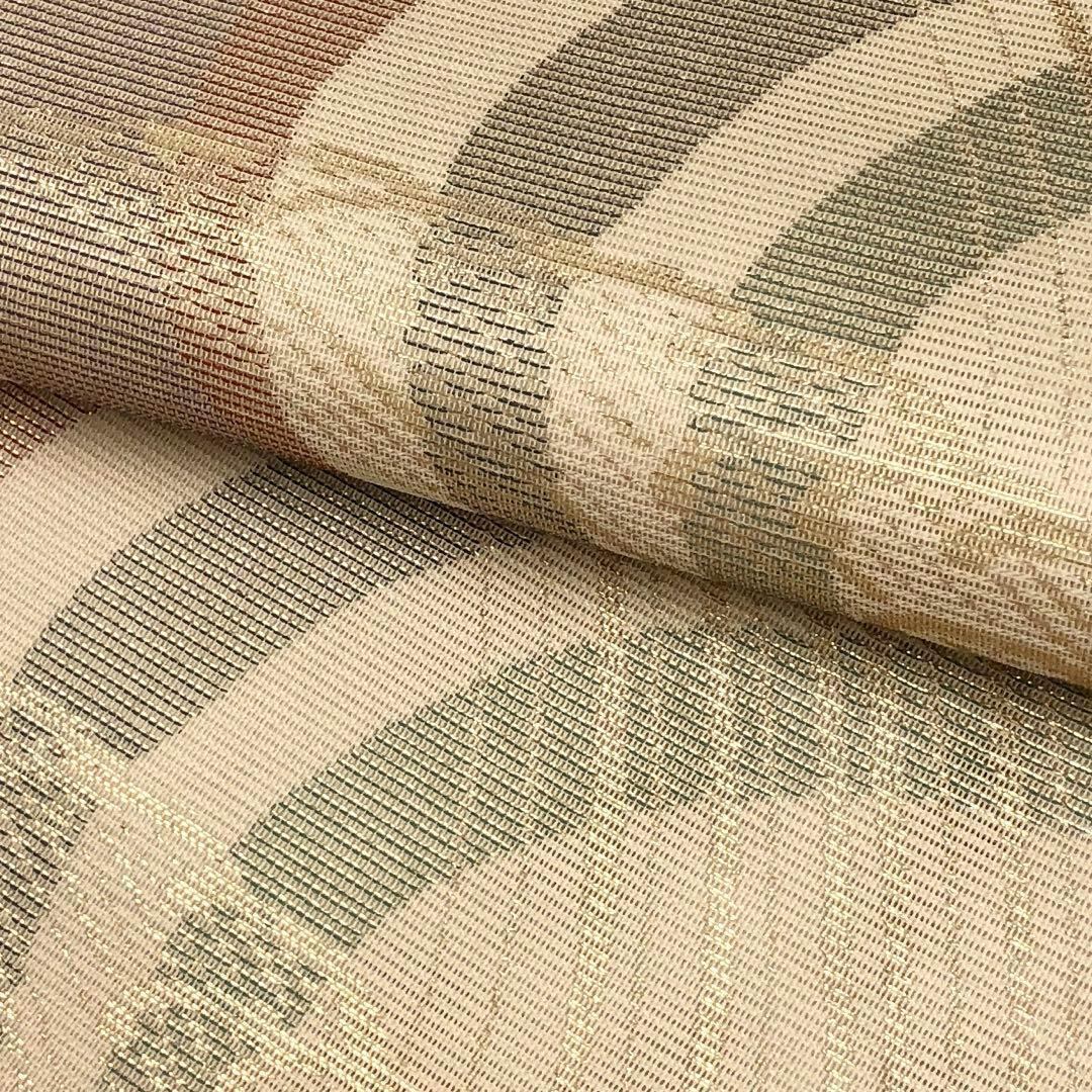 夏帯 袋帯 紗 流水波模様 金糸 鳥の子色 O-3629 | リユース着物わびさび 