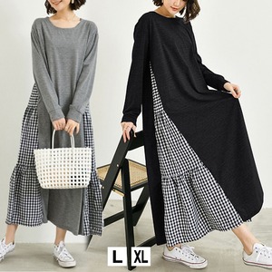 ドッキング ワンピース レディース 春秋 韓国 きれいめ かわいい 大人 おしゃれ ナチュラル フェミニン 大人可愛い 大人女子