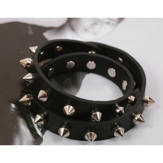 パンク トゲトゲ ロック デザイン ブレスレット アンクレット ブラック 黒