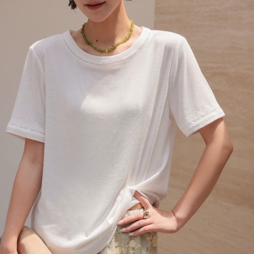 ラウンドネックデザインTシャツ ・22866