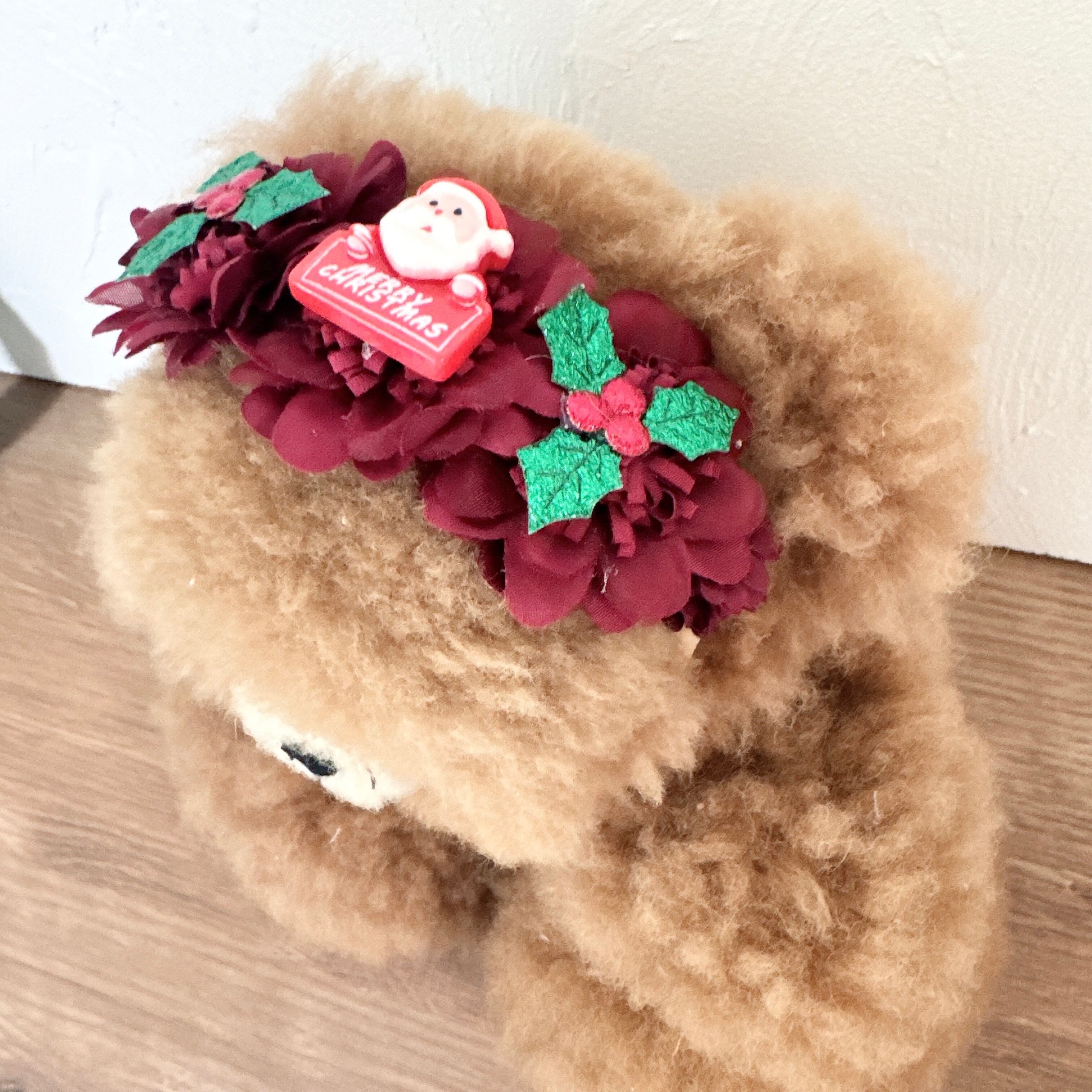 クリスマス*お花とサンタさんヘアバンド