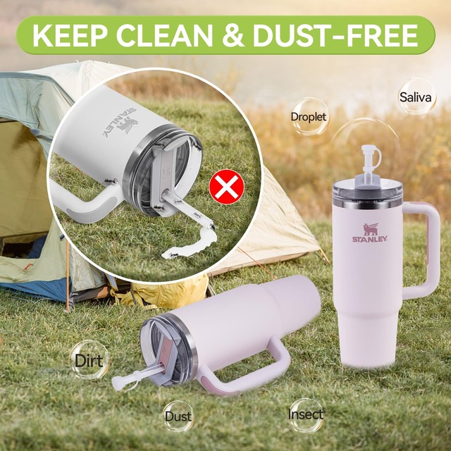 【在庫セール】Hotanry Stanley ストローカバー こぼれストッパー6個セット Stanley Quencher H2.0 40オンス & 30オンスタンブラー用 Stanley Cupアクセサリー ストローカバーキャップ、スクエアこぼれストッパー、ラウンド漏れ防止ストッパー付き