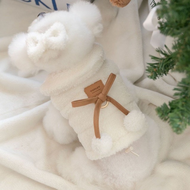 【予約】Winter fluffy padding〈white〉/TODLEY 韓国犬服