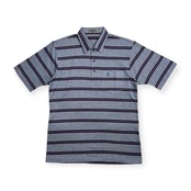 Munsingwear GRANDSLAM マンシング ボーダー柄 半袖 ポロシャツ サイズ M /ゴルフ/水色ブルー系/メンズ