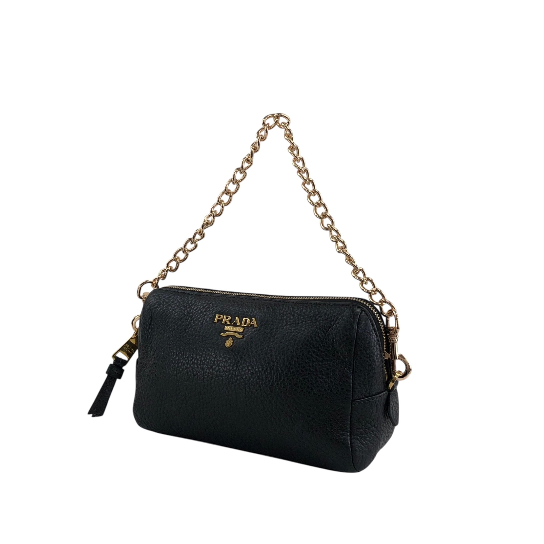 PRADA プラダ ポーチ ブラック ロゴ レザー vintage ヴィンテージ