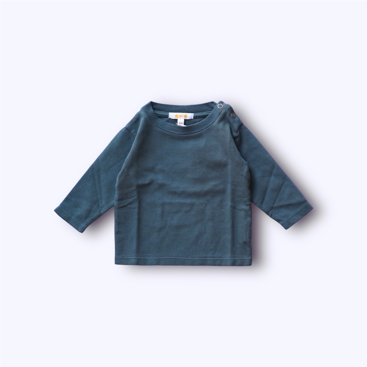 〈 GOLD 23AW 〉Long Sleeve T-shirts in pique jersey / earth / 70〜85cm