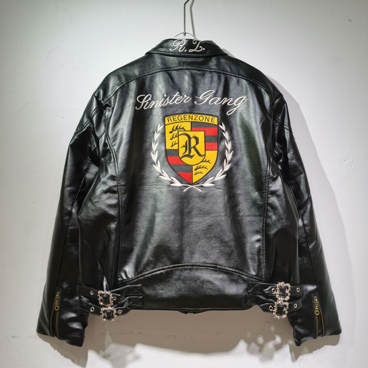 ブラックレザーレーシングショートジャケット
