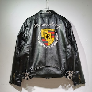 ブラックレザーレーシングショートジャケット