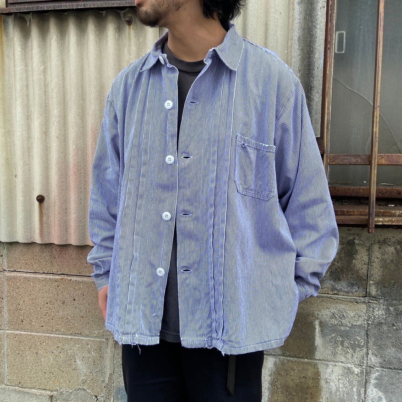 Liz wear】メンズ カバーオール ヒッコリーストライプ アウター もたらす 