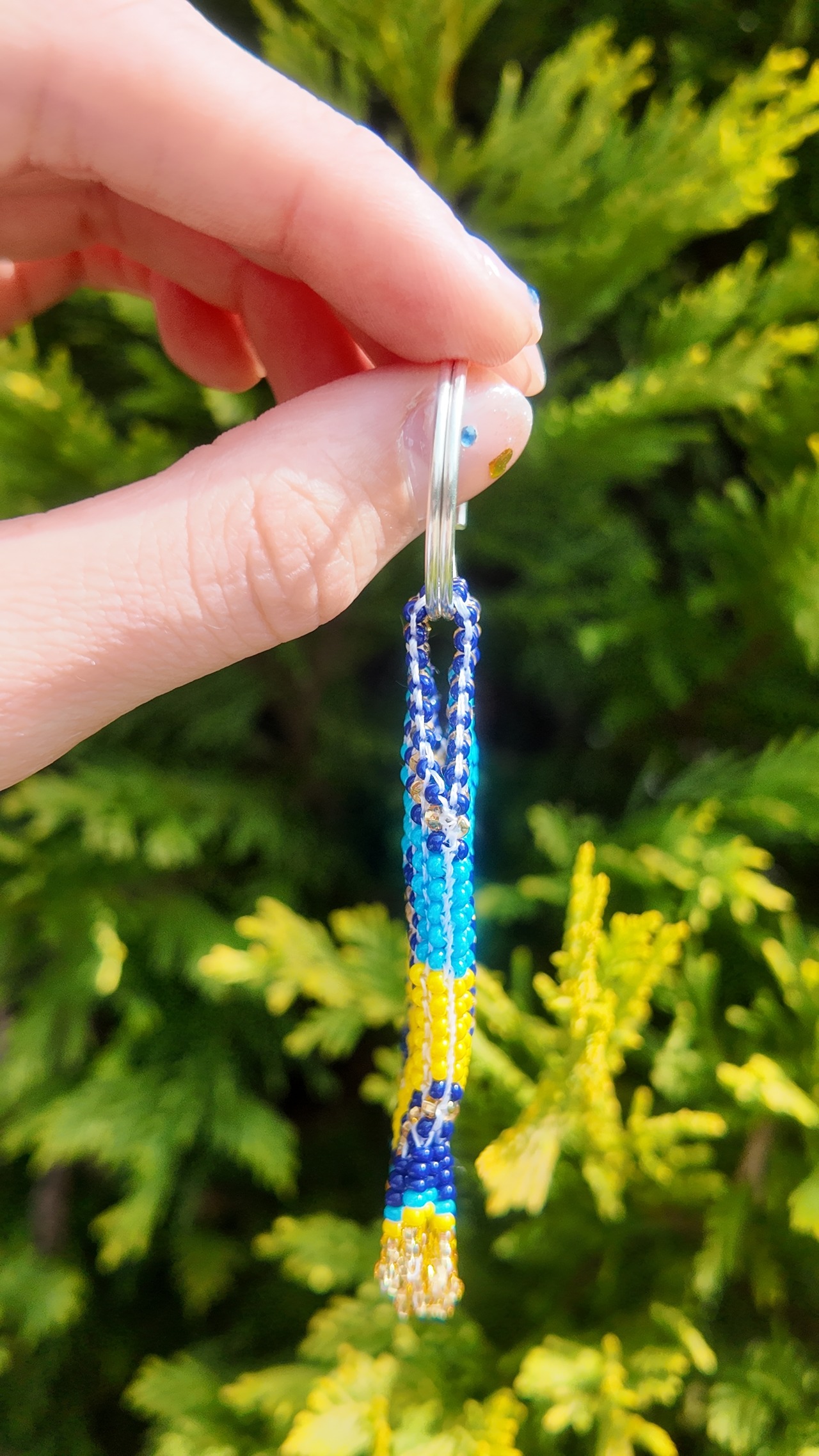 UA.Designerオリジナル手作りビーズ　ウクライナ国章　キーホルダー - 9