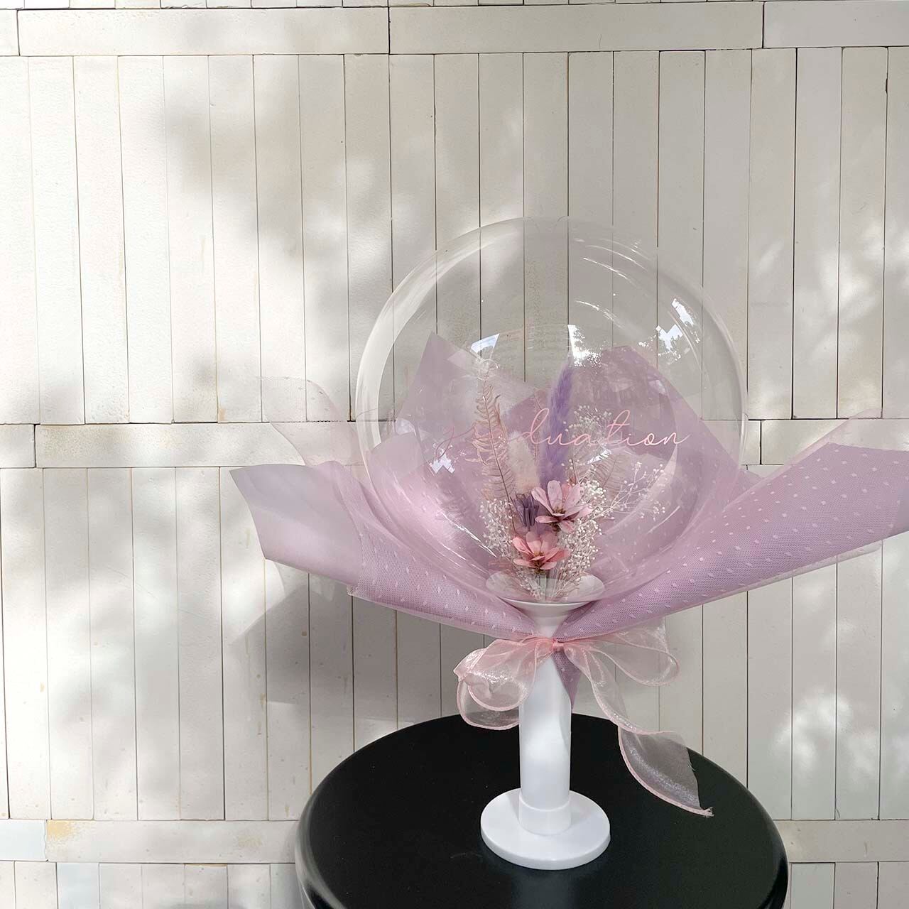 Balloon Flower Bouquet Pink Puple 大阪 心斎橋 堀江のバルーンとお花を使ったおしゃれな花束バルーンショップ Saguaro Balloon