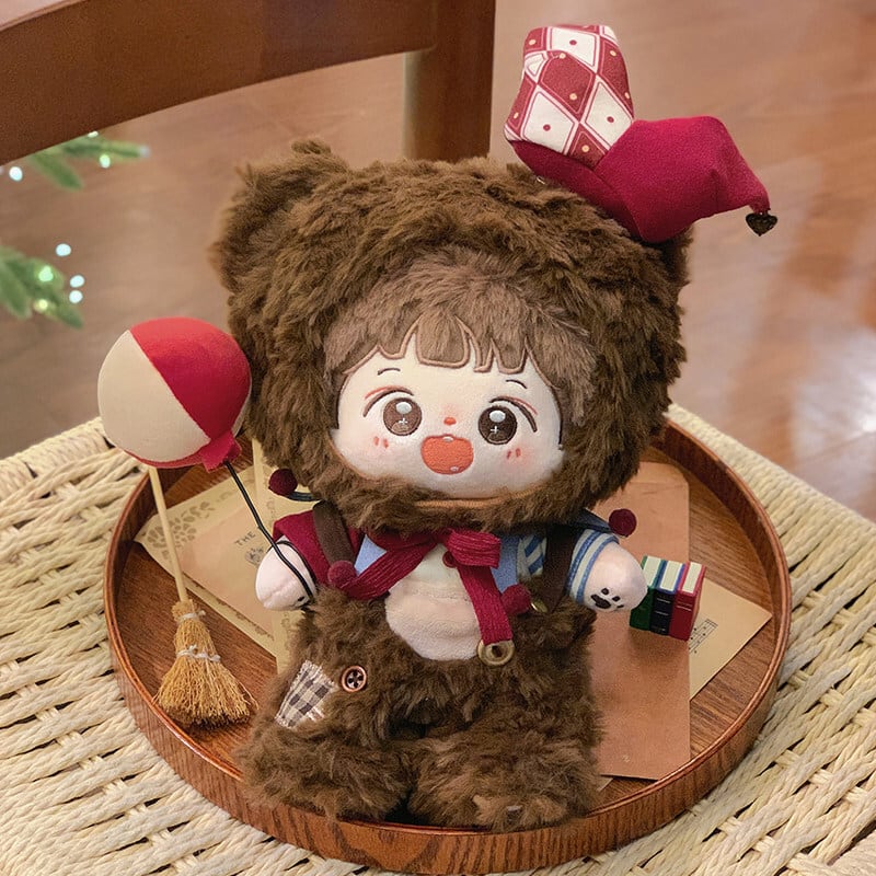 20cmぬいぐるみ用 トップス+襟+ベアサロペット+ベア帽子+ピエロ帽子+