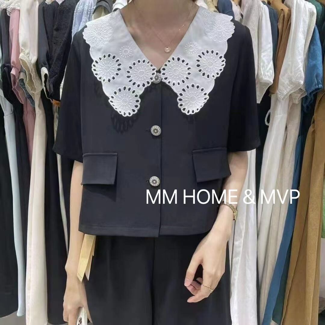 レース襟五分袖ジャケット　AJ42441-2075