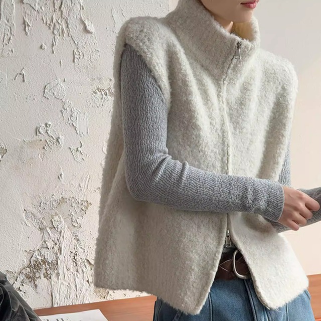double zipper knit vest 14166