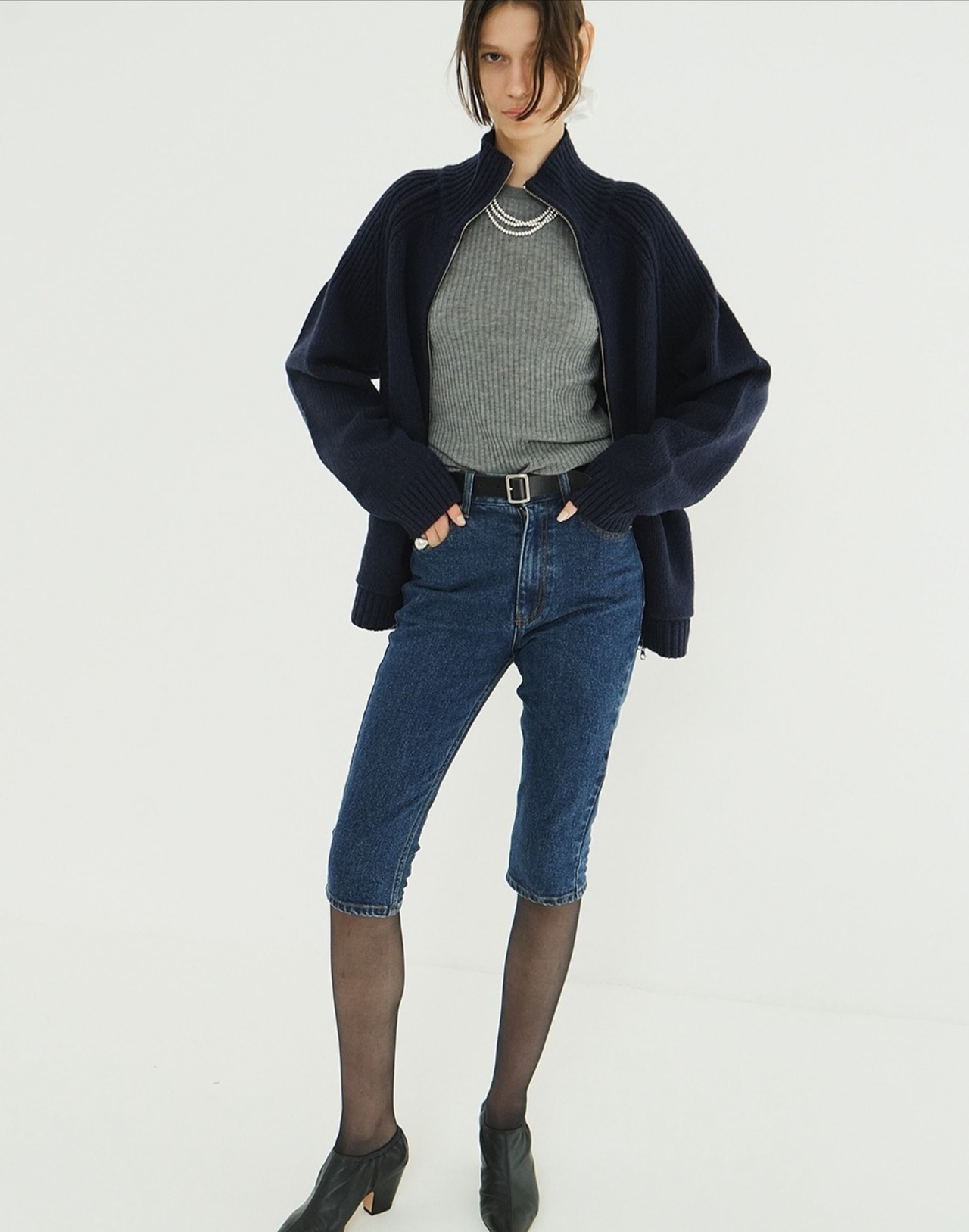 CLANE SHEER RIB KNIT TOPS 2色展開