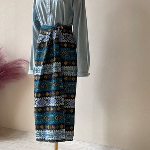 bonjour 1980s Ethnic Pattern Wrap Skirt W52