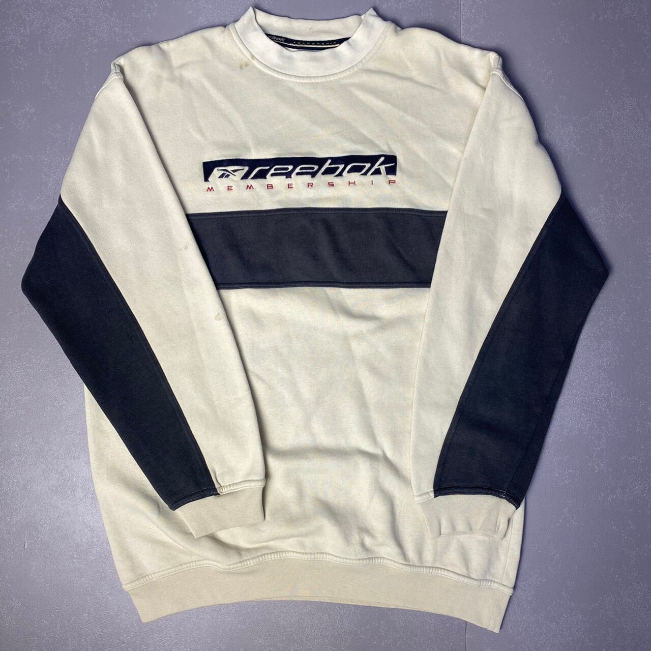 90年代 リーボック ワンポイント 刺繍 スウェットシャツ メンズS 古着 トレーナー Reebok 90S ビンテージ ヴィンテージ 白 【スウェット】