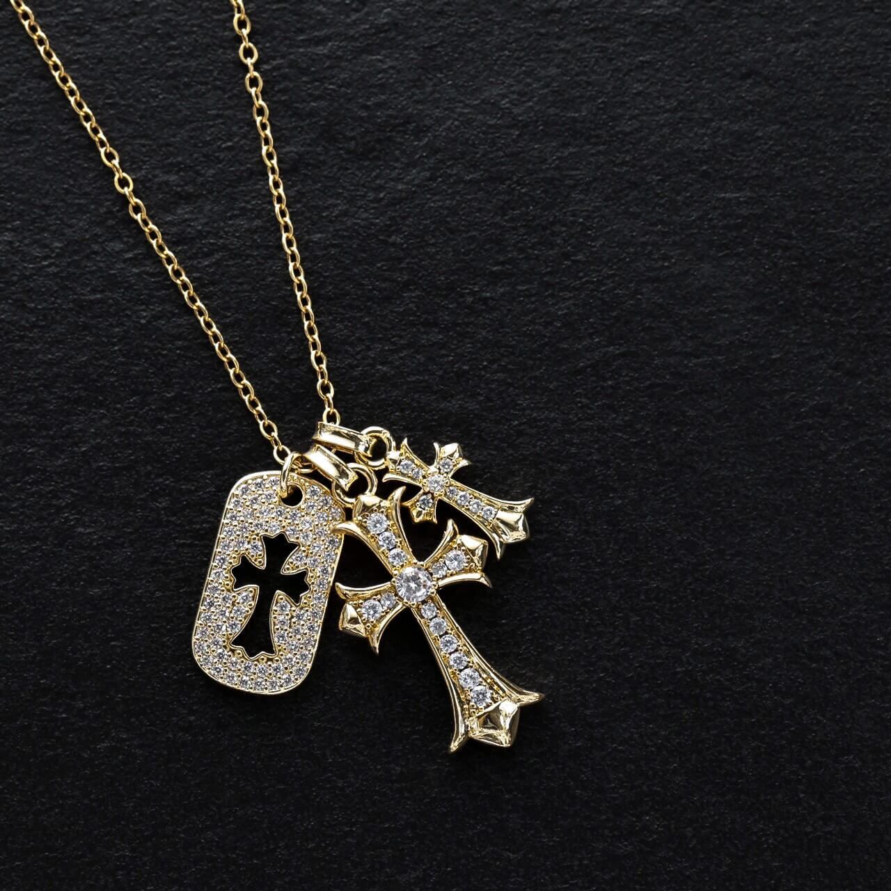 LUXURY CROSS SERIES- sield&double cross necklace VN7-109 | VERIELA