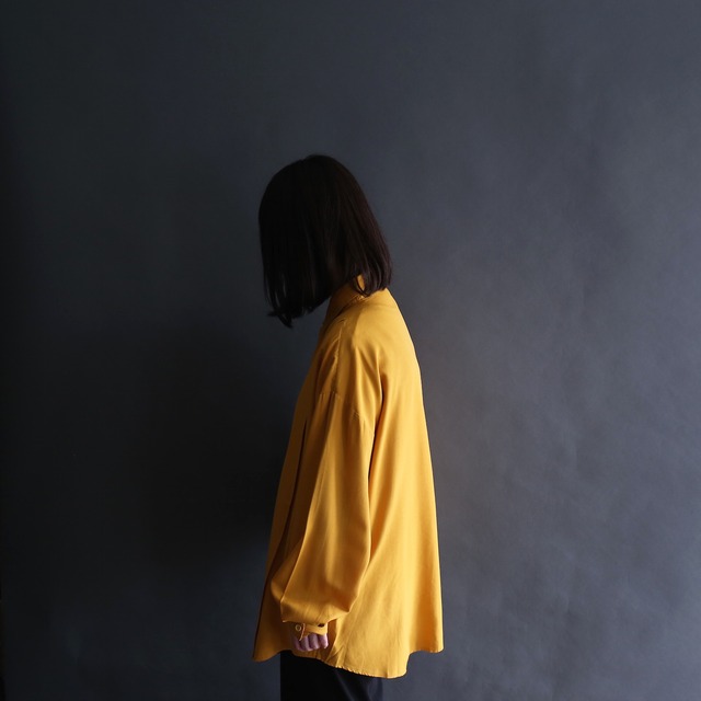 mustard yellow fly front embroidery shirt