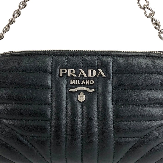 PRADA プラダ ハンドバッグ ブラック ロゴ レザー ダイアグラム ミニバッグ vintage ヴィンテージ オールド mwu5nu
