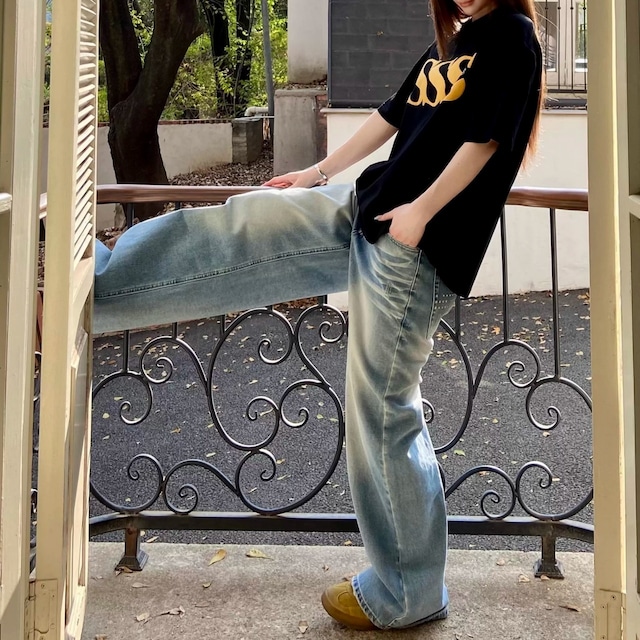 モダンフォントプリントルーズフォルムTシャツ 2col R01840