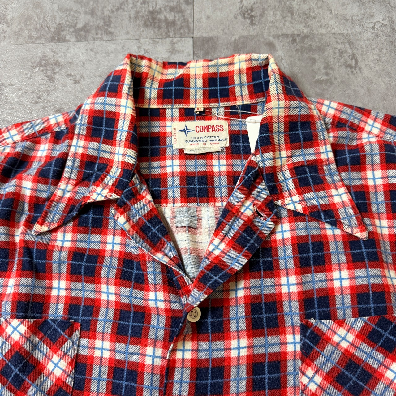 70's〜 COMPASS Printed Flannel Shirt 70年代 プリネル プリントフランネルシャツ ヴィンテージ ビンテージ  TT2026-0042 - 4