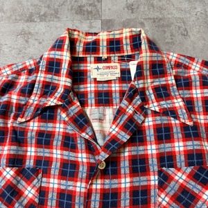 70's〜 COMPASS Printed Flannel Shirt 70年代 プリネル プリントフランネルシャツ ヴィンテージ ビンテージ  TT2026-0042