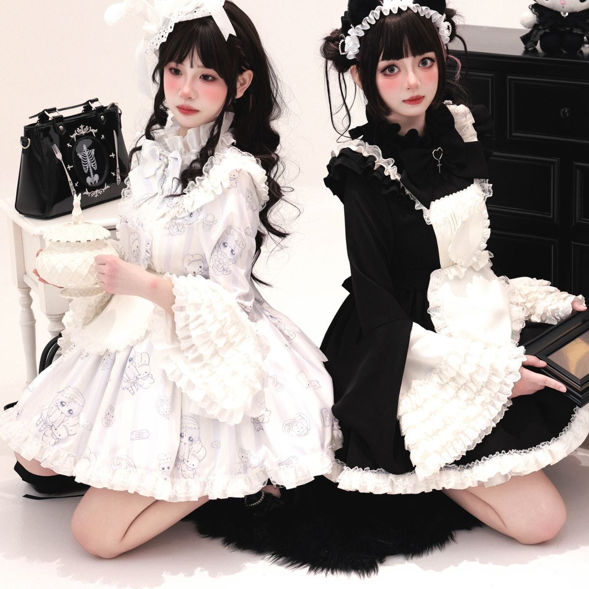 ハートエプロン姫袖メイドセットアップ | Maiden's Rêve