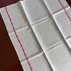 リネン 　トーション　イニシャル刺繍　赤ライン　ダミエ織柄　大型ふきん　 ループなし 12CLda26