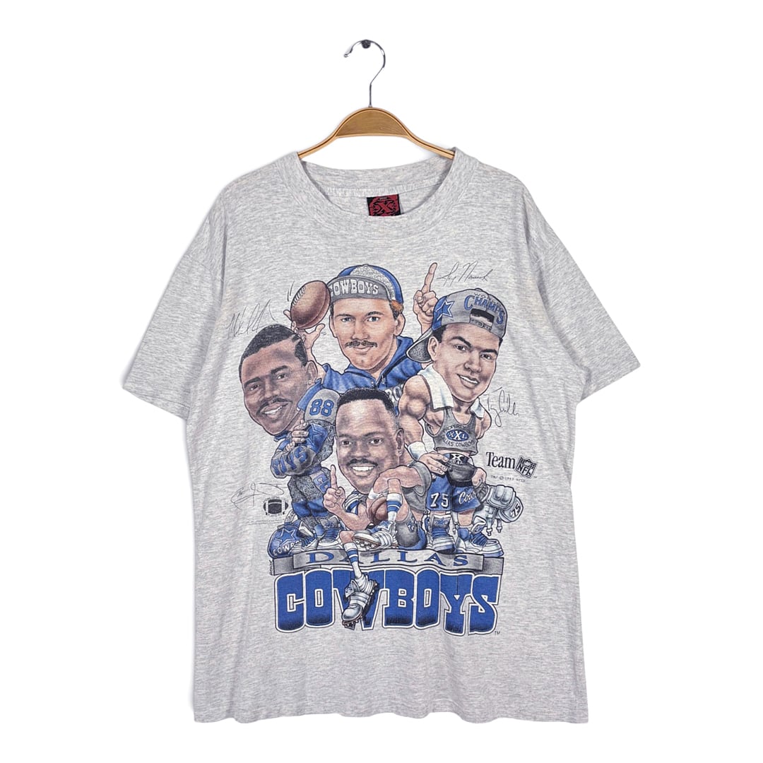 90s NFL ダラスカウボーイズ USA製 ヴィンテージ Tシャツ グレー アメフト DALLAS COWBOYS シングルステッチ サイズL 古着 BZ0578