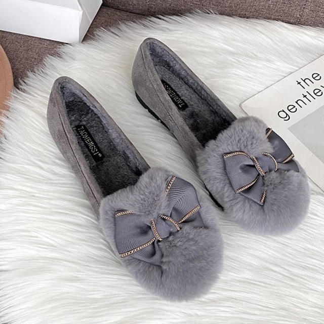 RIBBON FLAT FUR SHOES　21.5-26.5㎝