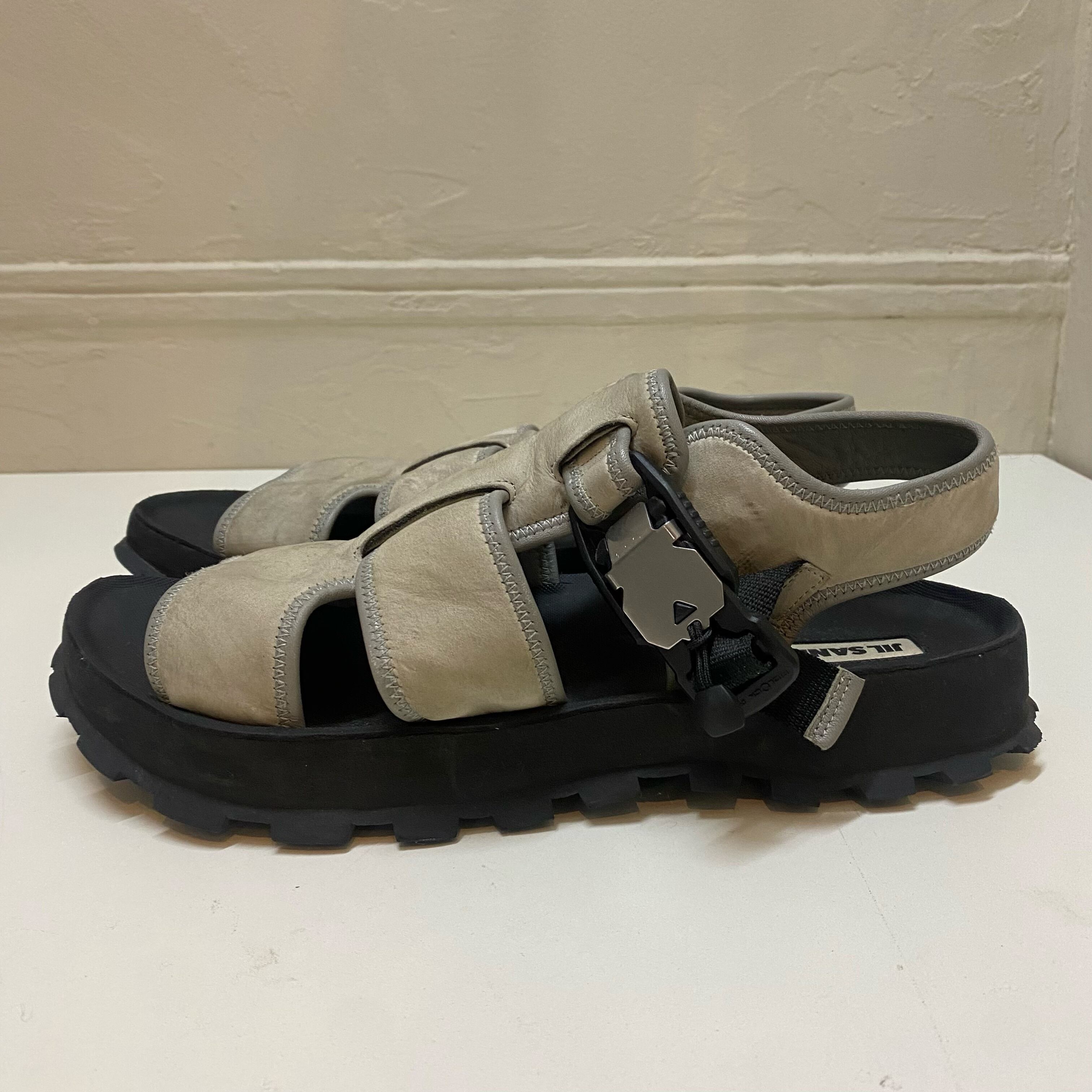 JIL SANDER/ジルサンダースエードレザーサンダル黒