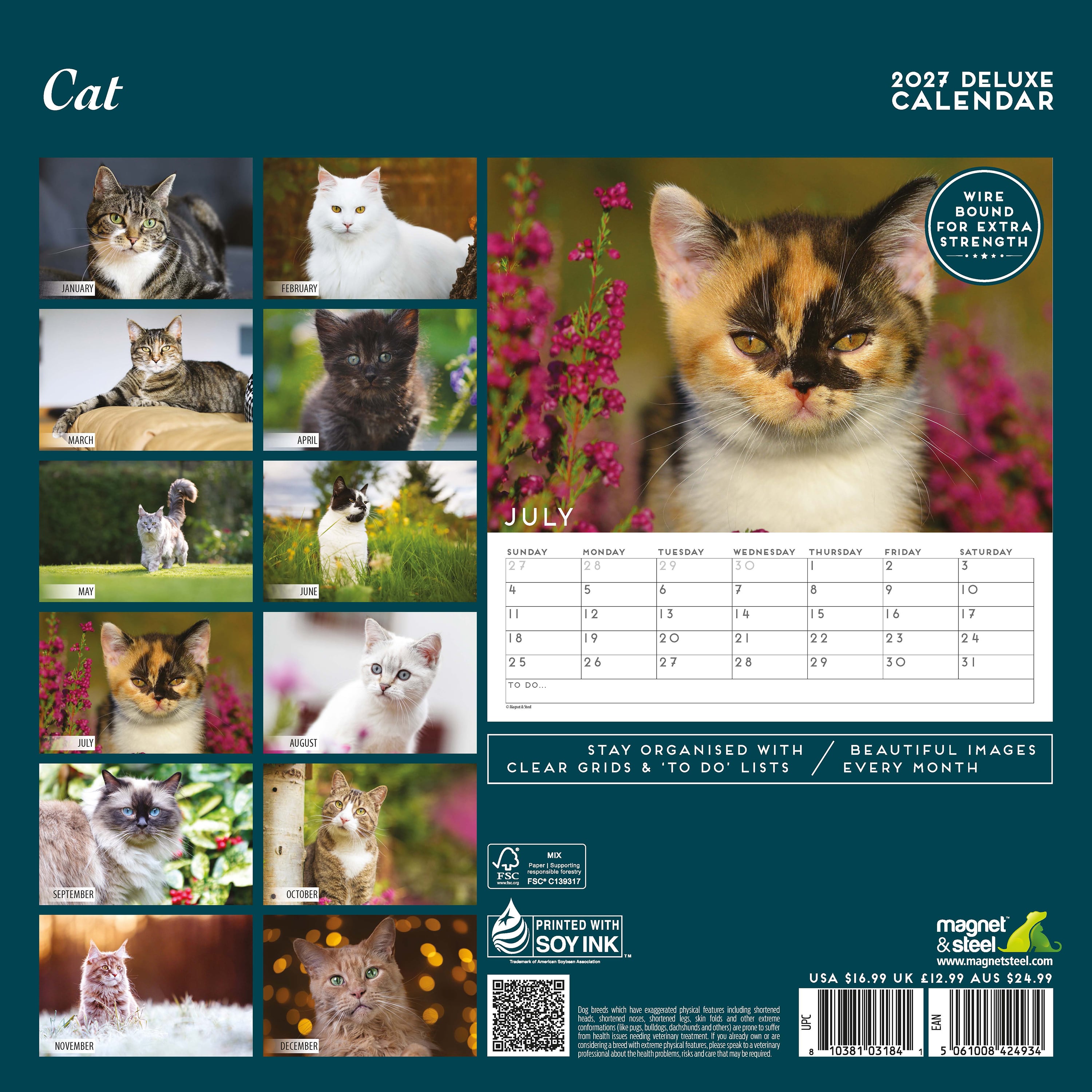【2027年版】英国製犬種カレンダー【 ねこ】 DELUXE 2027年版
