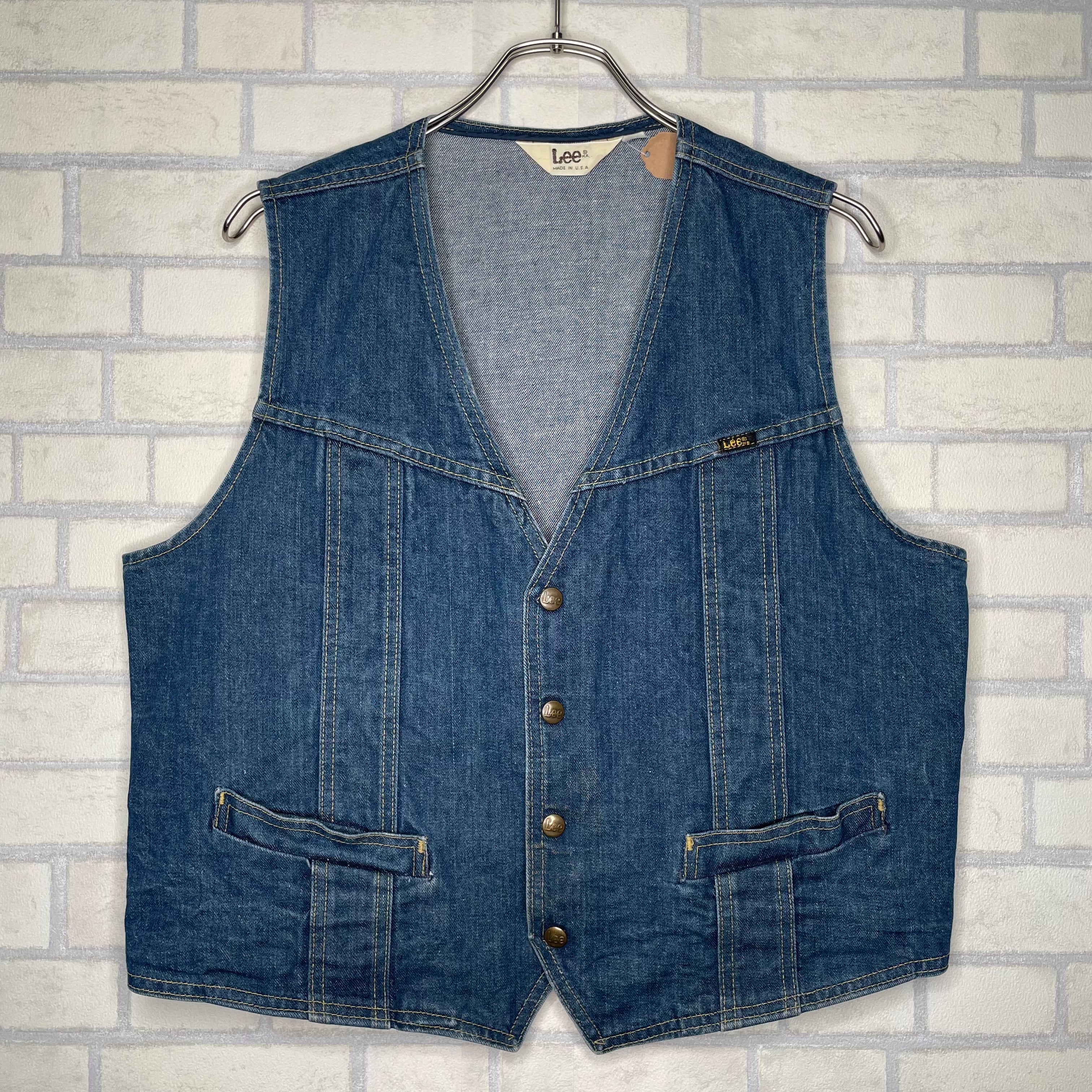 Made in USA 】 Lee デニムベスト インディゴブルー ワンポイント 