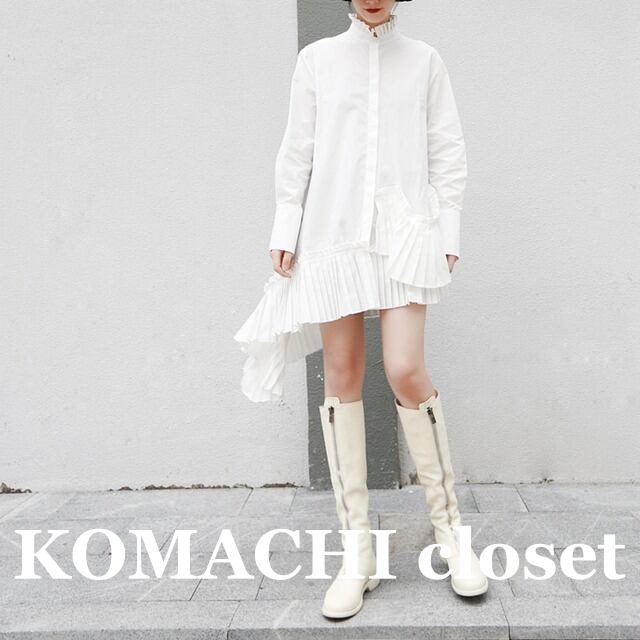 【送料無料】 ワンピース シャツワンピース ロングトップス プリーツ アシンメトリー フリル 長袖 スリム 細身 韓国 レディース かわいい 可愛い キュート 大人可愛い 大人女子 個性的 きれいめ シンプル カジュアル 大人 気品 上品 おしゃれ お洒落 こなれ感 きちんと 大人女子 クール エレガント フェミニン ワンサイズ ホワイト ブラック 春 オルチャン 楽ちん 10代 20代 女子会 デート 旅行 お泊まり 普段使い コーデ トレンド スタイルアップ スタイル