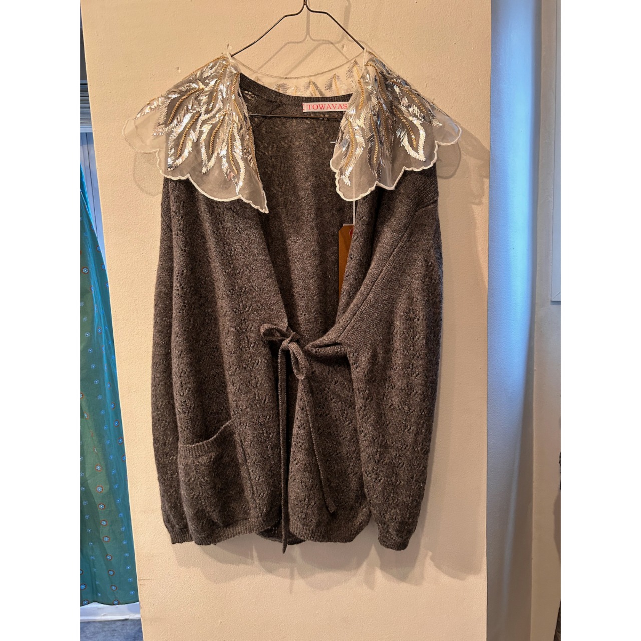 TOWAVASE(トワヴァーズ）Panier1p-cardigan/collar カシミヤ 付け襟カシュクールカーディガン /ivory（アイボリー）