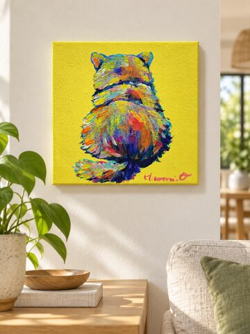A-46/24】抽象画 動物画 金魚アクリル画 原画 絵画 現代アート