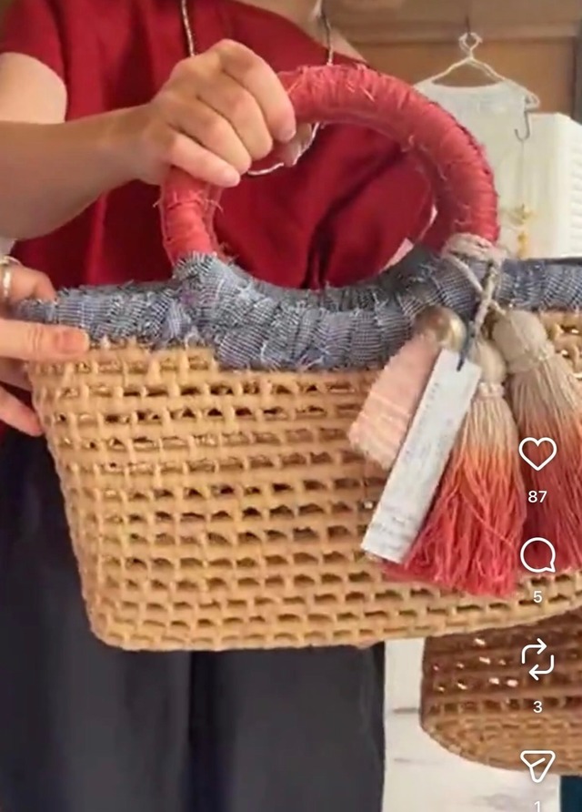 筑前茜染めタッセル付きカゴバッグ（NemU様専用）