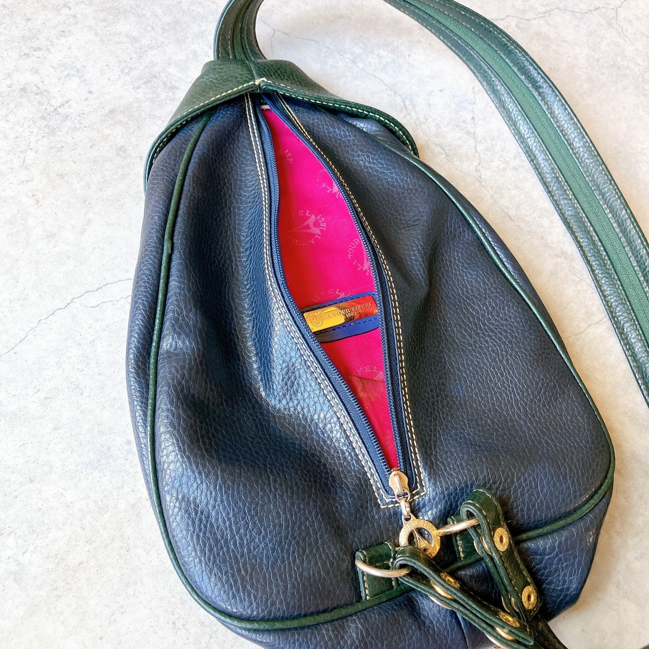 90s~ archive grunge 2way leather shoulder backpac 