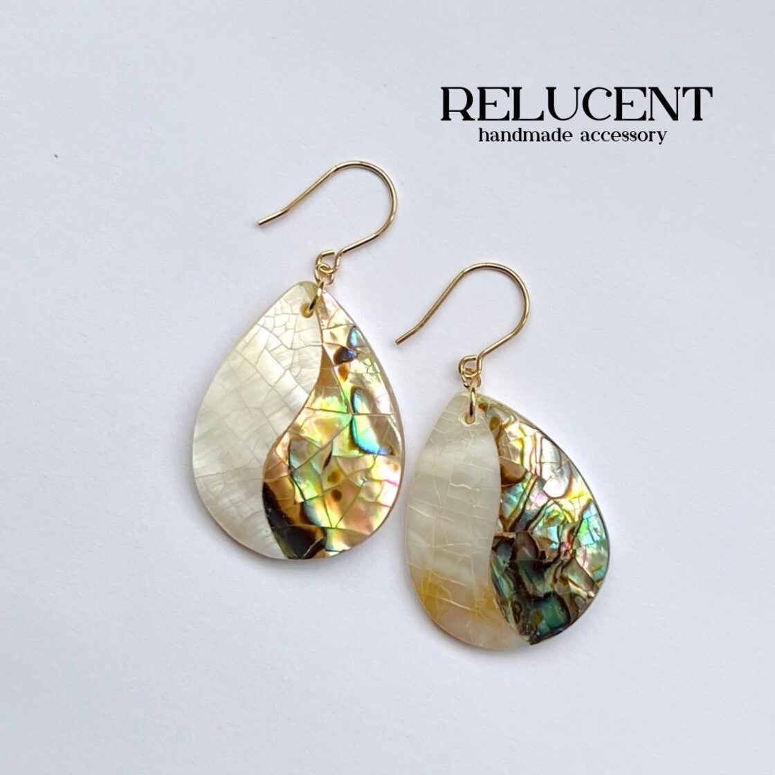 天然石ピアス アバロンシェル ティアドロップ 14kgf pierced earrings 
