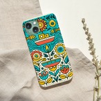 受注生産 iPhoneケース 鳥と花のカラフル民芸柄｜鳥モチーフ PSYF034C