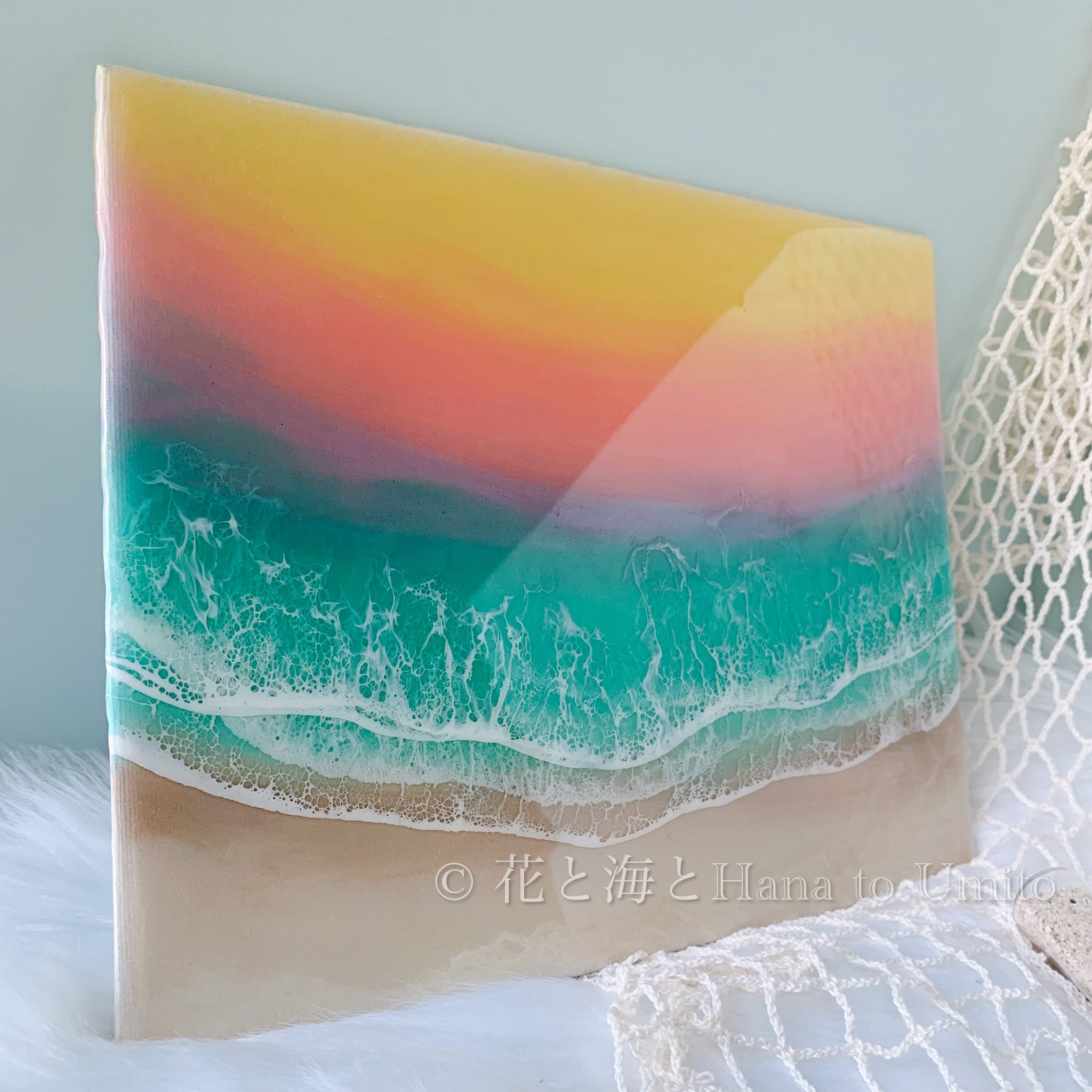 海と白波のキャンバスアート✳︎海レジンアート オーシャンアート | 花