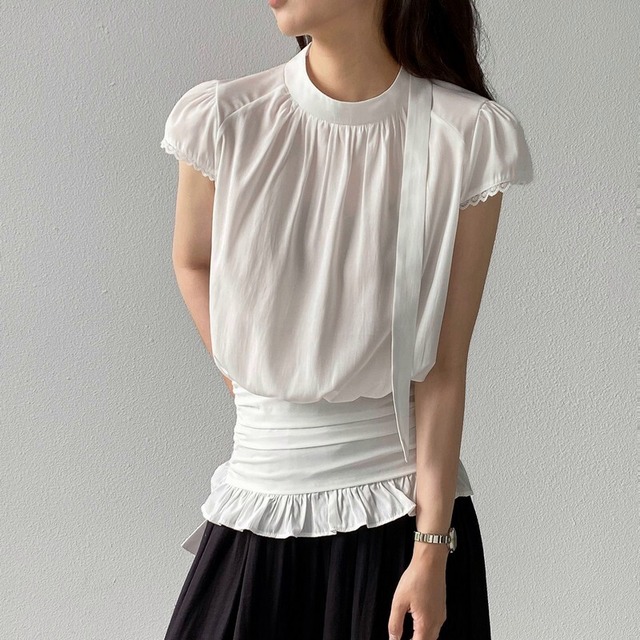 Lace Tie Designed ブラウス [26010420]
